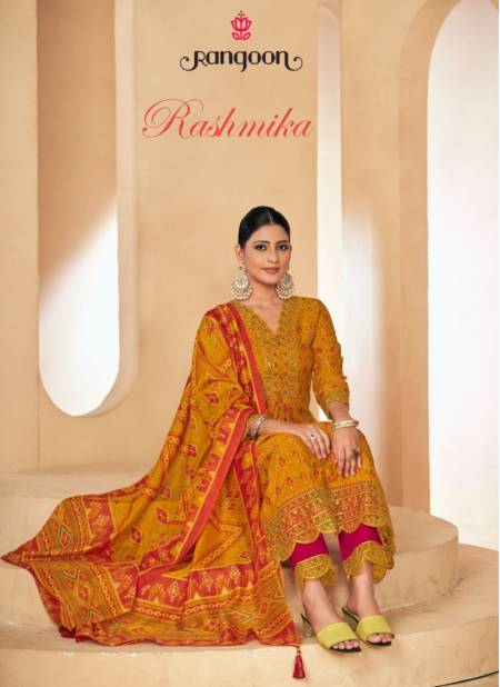 Rashmika By Rangoon Heavy Silk Embroidery Readymade Suits Wholesale Shop In Surat